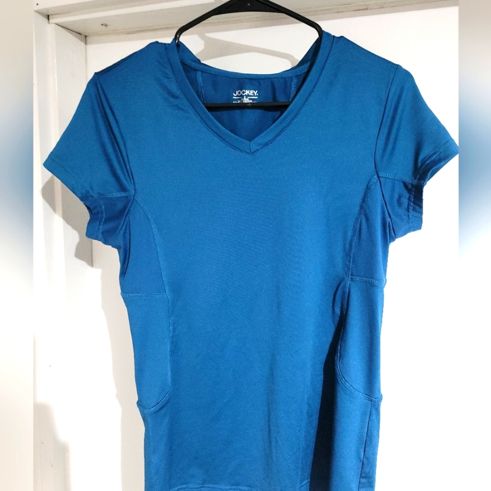 Jockey Women's Teal V-Neck Short Sleeve Top